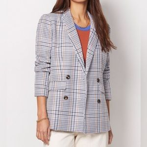 Evereve University Plaid Double Breasted Blazer Jacket